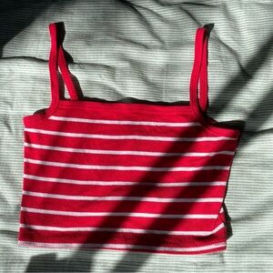 Heart Hips Red and White Striped Crop Tank Top